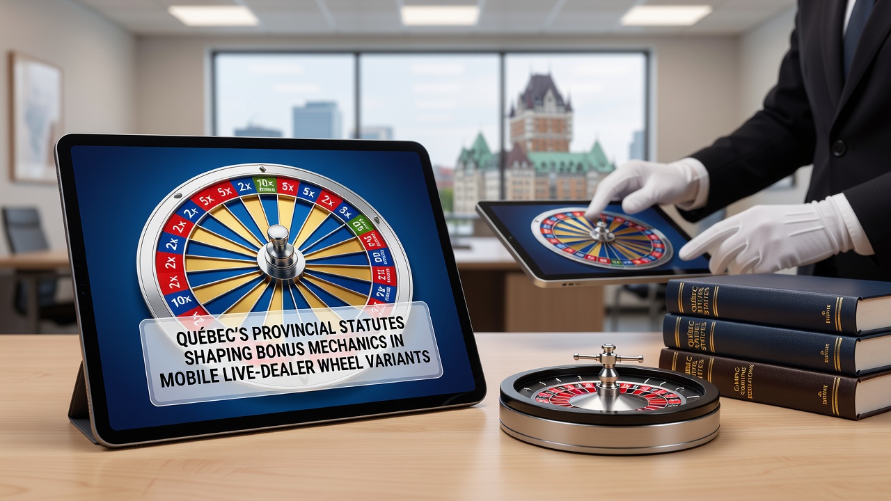 Mobile interface example showing compliant bonus mechanics in live-dealer wheel games under Quebec regulations